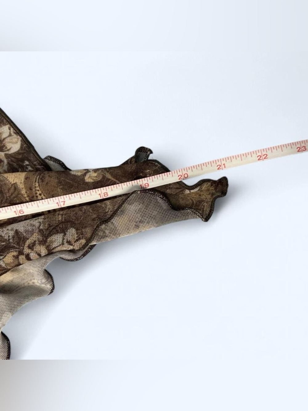 Brown Sheer Floral Print Asymmetrical Hem Cropped Halter Top by West of Melrose - Picture 8 of 8